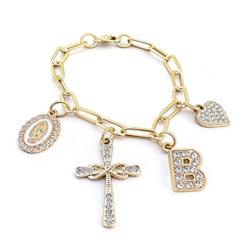 Cross Steering Wheel Charm Initial Letter B Car Jewelry Interior Decor - color: Initial B
