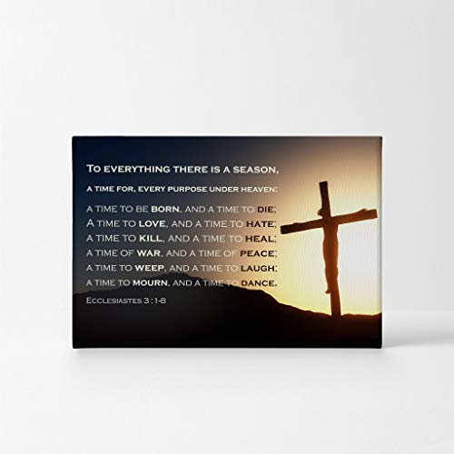 Smile Art Design Ecclesiastes 3 :1-8 Bible Verses Canvas Print Scripture Wall Decor To Everything There is a season Jesus Lord Cross Religious Living Room Bedroom Christian Gift Home Decor - 8x12 - color: Scripture Quote Wall Art H15, size: 12"L x 8"W
