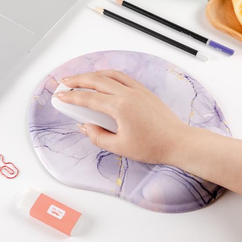 Mr. Pen- Ergonomic Mouse Pad with Wrist Rest, Pink Marble Luxe Design - color: Pink Marble Luxe