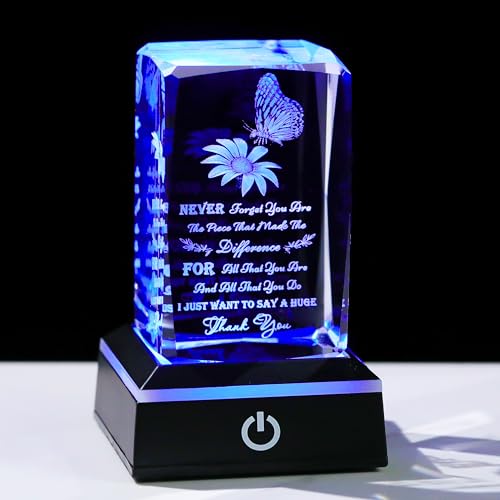 Thank You Gifts for Women Men - Crystal Engraved Decor with led light Presents for Teacher Doctor Nurse Boss Coworker - Inspirational Appreciation Gift for Female Male Leader Best Friends Grateful - color: Thank You-558-led