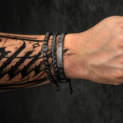 WFYOU Stainless Steel Bracelets for Men Gold Cuff Bracelet Birthday Gifts - color: Black 2