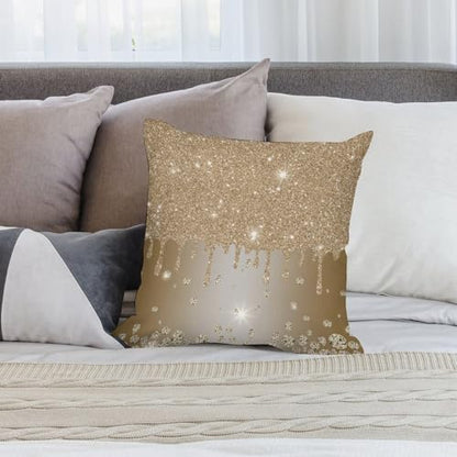 Champagne Gold Throw Pillow Cover Glitter Diamond Sparkle Shimmer Bling Sparkly Couch Pillowcases Luxury Colorful Shiny Modern (No Glitter) Sofa Pillows Cushion Case for Bed Chair 18x18inch - color: Diamondblack-1
