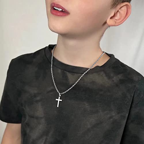 Ursteel Layered Cross Necklaces for Men - 18K Gold Plated Cross Necklaces Chain for Men Boys Gifts, Silver Rope Chain Layered Necklace Jewelry 16 18 20 22 24 Inch, First Communion Gifts for Boys - color: Gold, style: 20inch/22inch