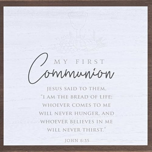 Dicksons DWMBSM2 My First Communion - John 6:35-9.5 x 2 Inch Walnut Brown MDF Wood Keepsake Memory Box