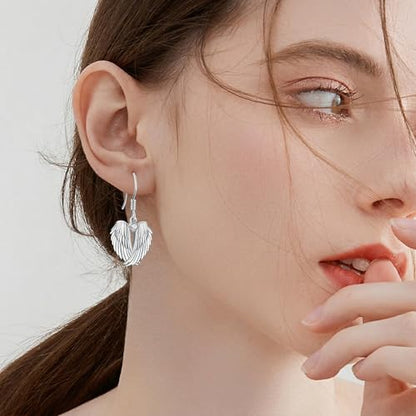 Angel Wing Earrings for Women 18K White Gold Plating Dangle Drop Earrings Jewelry Gifts