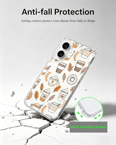 Cozy Fall Vibe Phone Case Compatible with iPhone 17, Autumn Leaves Coffee Phone Cover for iPhone 17 - color: Fall Vibe