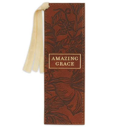 Christian Art Gifts Premium Faux Leather Bookmark for Women: Amazing Grace
