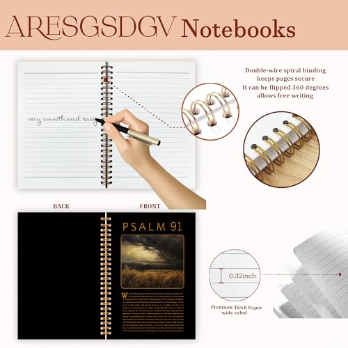 Psalm 91 Christian Journal for Women, Bible Notebooks for Note Taking, Inspirational Christian Gifts for Women, Religious Scripture Spiral Notebook 5.5x8.3 Inch - color: PSALM 91 03