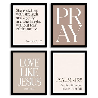 WEFKODO Christian Bible Wall Art Jesus Decor Pray Posters 8x10 Unframed - color: PRAY Browen