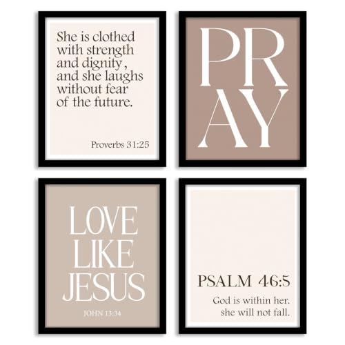 WEFKODO Christian Bible Wall Art Jesus Decor Pray Posters 8x10 Unframed - color: PRAY Browen