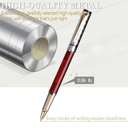 Luxury Gel Ballpoint Pens,Personalized Black Ink Pen Set with 2 Pcs Extras Replaceable Metal Refills, Ultra-Smooth Writing Experience, Perfect for Gifts,Business,Office - style: Silver Red