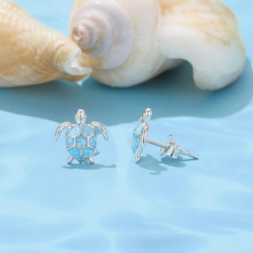 Cute Stud Earrings for Women Dachshund Koi Fish Sea Star Sea Turtle Sea Conch Earrings 14K Gold Plated Dainty Stud Earring funky Jewerly - color: Silver Sea Turtle