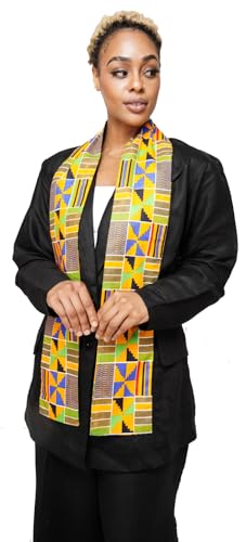 Dupsie's Kente African Print Stole – Made in Africa Black History Month Sash for Church, Choir, School & Cultural Events - color: Blue