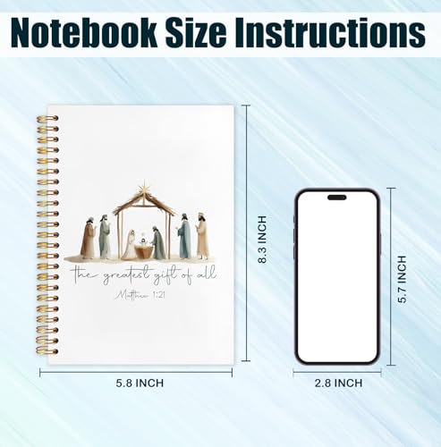 Christian Nativity Notebook Journal,Christian Gifts for Women,Bible Notebooks for Note Taking,Bible Journaling Notebook,Birth of Jesus Bible Verse Matthew 1:21 Hardcover Notebook,5.5x8.3 Inch - color: White the Birth of Jesus