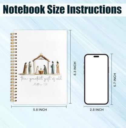 Christian Nativity Notebook Journal,Christian Gifts for Women,Bible Notebooks for Note Taking,Bible Journaling Notebook,Birth of Jesus Bible Verse Matthew 1:21 Hardcover Notebook,5.5x8.3 Inch - color: White the Birth of Jesus