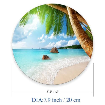 Tropical Palm Tree Round Mouse Pad,Non-Slip Rubber Base Wireless Gaming MousePads for Computers Laptop Office,Cute Mouse Pads with Designs for Women Men 7.9×7.9×0.12 inches - color: Tropical Palm Tree