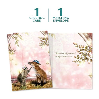Tree-Free Greetings Woodland Healing Get Well Card - 1 Recycled 5x7 Card & Matching Envelope, Thick Cardstock, Sustainably Made in USA - Supportive and Adorable Animals - color: Healing Touch