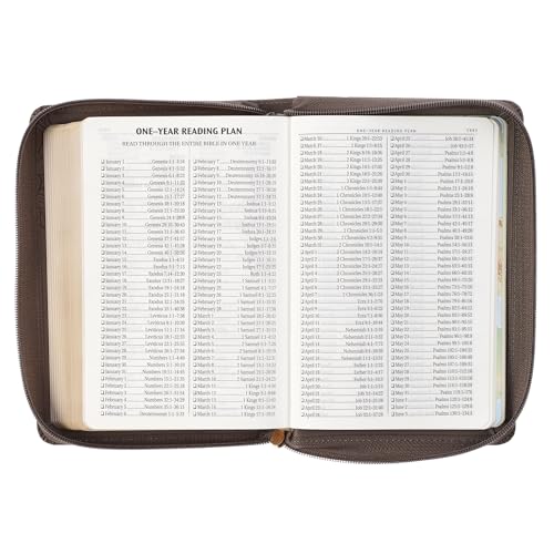 KJV Holy Bible, Compact Large Print Vegan Leather Red Letter Edition - Ribbon Marker, King James Version, Floral Dusty Taupe, Zipper Closure (KJV Compact LP Editions)