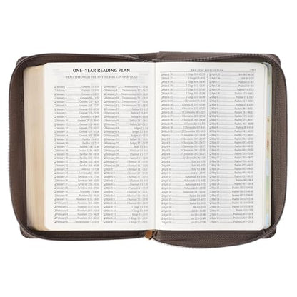 KJV Holy Bible, Compact Large Print Vegan Leather Red Letter Edition - Ribbon Marker, King James Version, Floral Dusty Taupe, Zipper Closure (KJV Compact LP Editions)