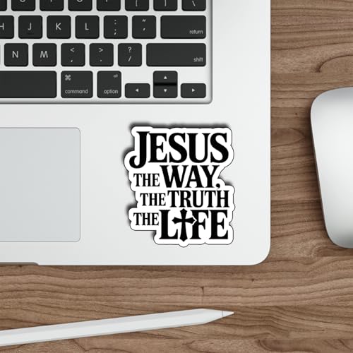 (3Pcs) Jesus The Way The Truth The Life Stickers Faith Quote Inspirational Christian Gifts Waterproof Vinyl Decals for Kindle Water Bottle Laptop Car Phone Size 3" x 2.5" - color: Jesus the Way, the Truth, the Life