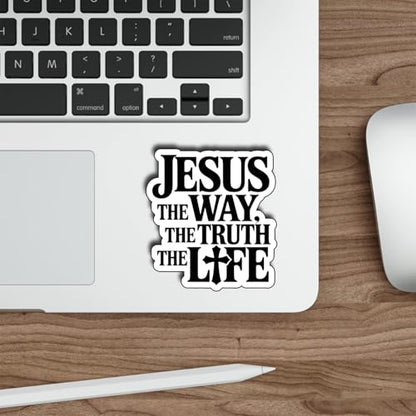 (3Pcs) Jesus The Way The Truth The Life Stickers Faith Quote Inspirational Christian Gifts Waterproof Vinyl Decals for Kindle Water Bottle Laptop Car Phone Size 3" x 2.5" - color: Jesus the Way, the Truth, the Life