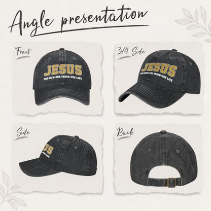 Religion Christ Christian Jesus Baseball Cap for Men Women Adjustable Retro Washed Golf Dad Caps Funny Graphic - color: Jesus the Way the Truth the Life Faith
