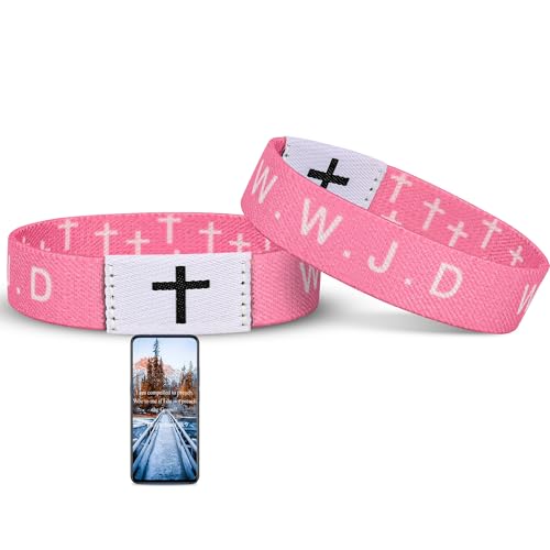 Daily Bible Verse WWJD Bracelet, Christian Jesus Wearable Bracelet for Women Men, WWJD Bracelet - What Would Jesus Do Bracelet - style: Pink