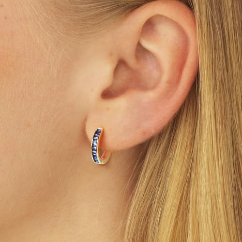 14K Gold Huggie Earrings for Women Silver Huggie Hoop Earrings Cubic Zirconia Huggie Earrings Stud Earrings Lightweight Dainty Hypoallergenic Earrings Jewelry Gifts - color: Gold Blue CZ Huggies