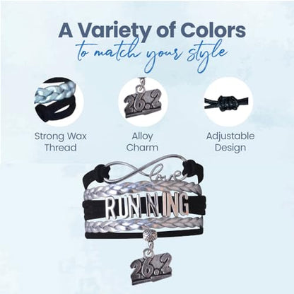 Infinity Collection Running Gifts- Runner Bracelet, Jewelry, Adjustable Charm Bracelet- Perfect Cross Country, Track, Marathon Gifts … - color: 26.2