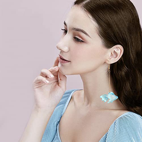 Funny Cute Long Transparent Resin Goldfish Dangle Drop Earrings Creative Chic Personalized Simulation Fish Earrings for Women Statement Jewelry Gifts - color: Blue