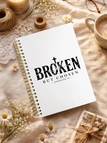 Broken But Chosen Christian Bible Journal Notebook for Women Men - color: broken but chosen