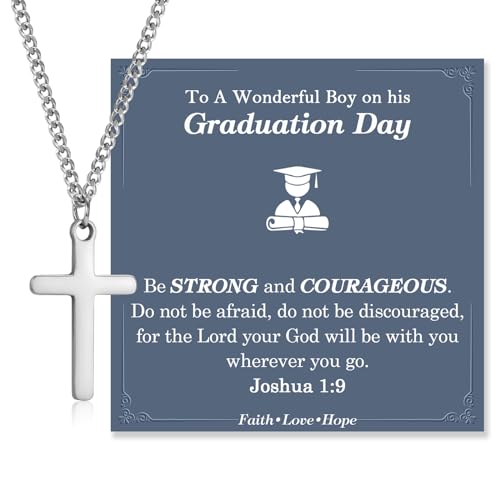 Cross Necklace for Boys Kids Christian Catholic Religious Gifts - color: Graduation -Boys