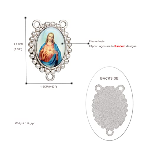 COTTVOTT St Benedict,Our Lady of Guadalupe Medal for DIY Jewelry Making,Virgin Mary Christ Jesus Rosary Center Connection Part - color: 30pcs-Enamel Medal E