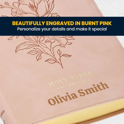 Personalized KJV Large Print Bible for Adult, Name Engraved, Standard Size - color: Light Pink