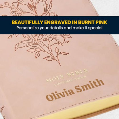 Personalized KJV Large Print Bible for Adult, Name Engraved, Standard Size - color: Light Pink