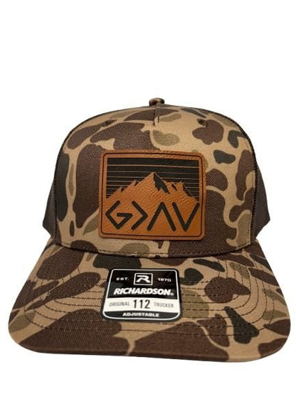 God is Greater Than The Highs and Lows Trucker Hat Women's Hat All Black Sun Hat Men Gifts for Girlfriends Cool Cap - color: Duck Camo