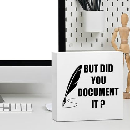 Funny Desk Decor Rustic Office Supplies White Wooden Box Sign 02 - color: White0398