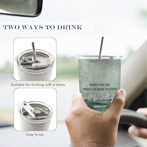 Christian 20oz Travel Coffee Mug Tumbler Water Bottle for Women, Christian Bible Religious Inspirational Gifts, Religious Inspirational Stainless Steel Tumbler with Lid and Straw Drinkware - color: water