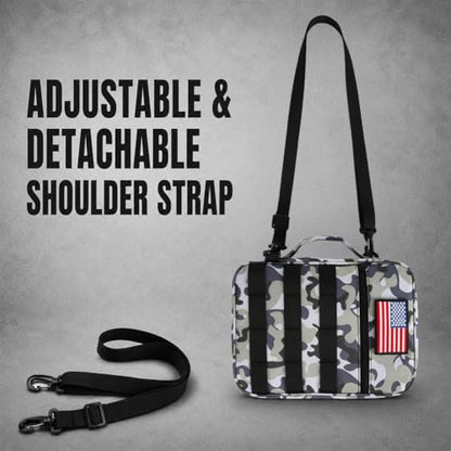 Tactical Bible Cover for Men, Camouflage Bible Case with Molle System, Hook-and-Loop Panels for Personal Patches,with Removable Shoulder Strap, Includes 2 Replaceable Patches - color: Camouflage