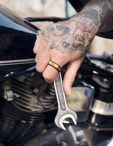 King Will 8mm Black/Gold/Silver Prayer Stainless Steel Ring - color: cross gold & black