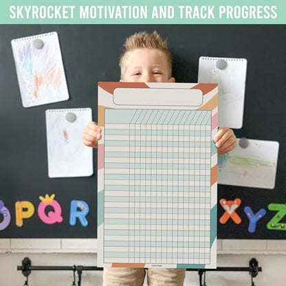 Attendance Chart for Classroom -8pc Laminated Chore & Reward Chart for Kids - color: Retro Muted