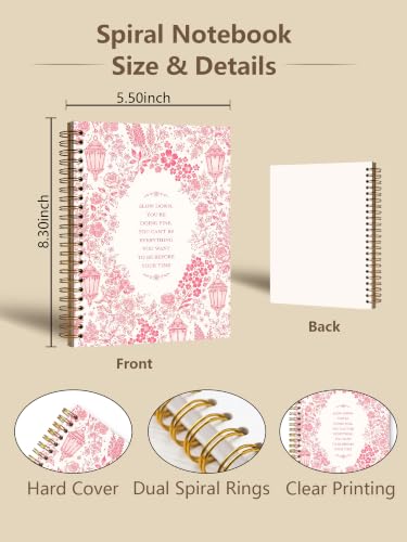 Coquette Pink Flower Lantern Notebook Gift for School Study 5.5x8.3 - color: Pink Flower Lantern