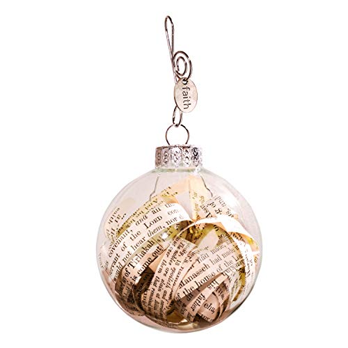 Antique Rescued Bible Glass Globe Christmas Ornaments - Tree Decor with Faith Charm - Hanging Accessories For Home, Room, Office, Church - Unique Gift for Friends, Family, Pastor - style: Pack of 1