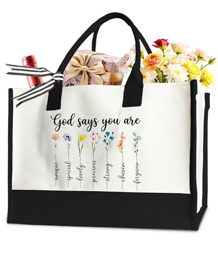 Aesthetic Canvas Tote Bag for Women Girls, Large Tote Bag for Friends Colleagues Leader Manager, 17 x 11.8 x 7 inches - color: God