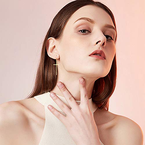 Jeka Hypoallergenic Stainless Steel Cross Earrings Long Dangle Minimalist Jewelry for Women Girls Family Friends Gifts - color: Gold