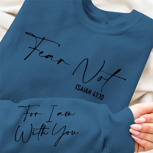 KEEVICI Christian Jesus Faith Sweatshirts for Women Religious Bible Verse God Sweatshirt Graphic Inspirational Cotton Hoodies - color: Gray Blue, size: Large