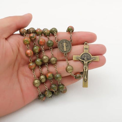 KOMI 8mm Natural Stone Beads Rosary Necklace Rosarios Catolicos Para Mujer Catholic Rosary Beads for Women Christian Gifts - style: Rosary-5