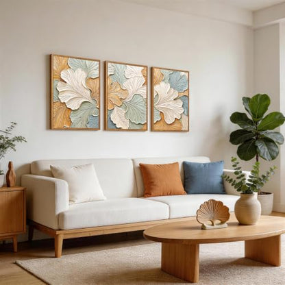 CHDITB 3D Textured Ginkgo Leaf Framed Wall Art, Relief Abstract Painting - color: 3d Ginkgo Leaf