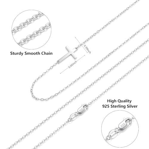 925 Sterling Silver Cross Necklace for Women Silver Cross Necklace - color: Silver -18"