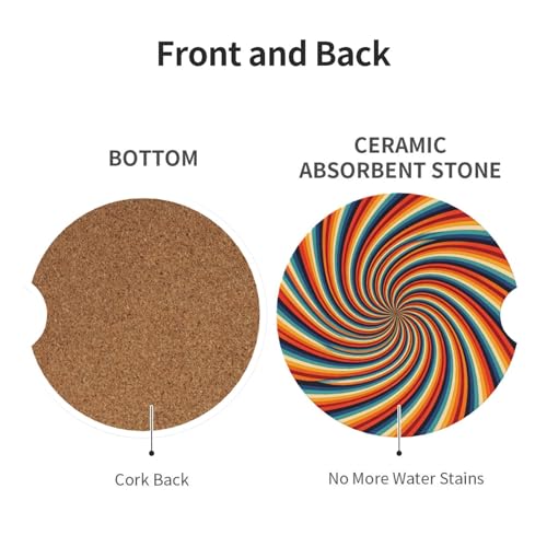 Swirl Stripe 2 Pcs Car Cup Holder Coasters Absorbent Ceramic Coaster - color: Brown